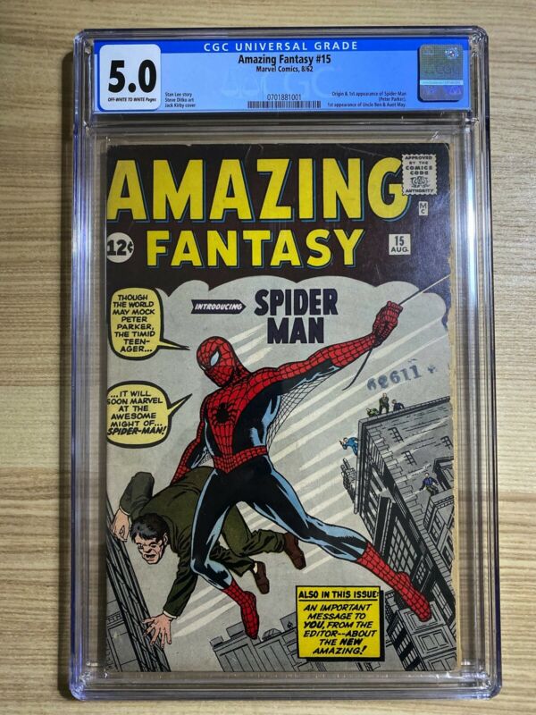 Amazing Fantasy 15 1962 Marvel 1st appearance of SpiderMan CGC 50 Silver Age