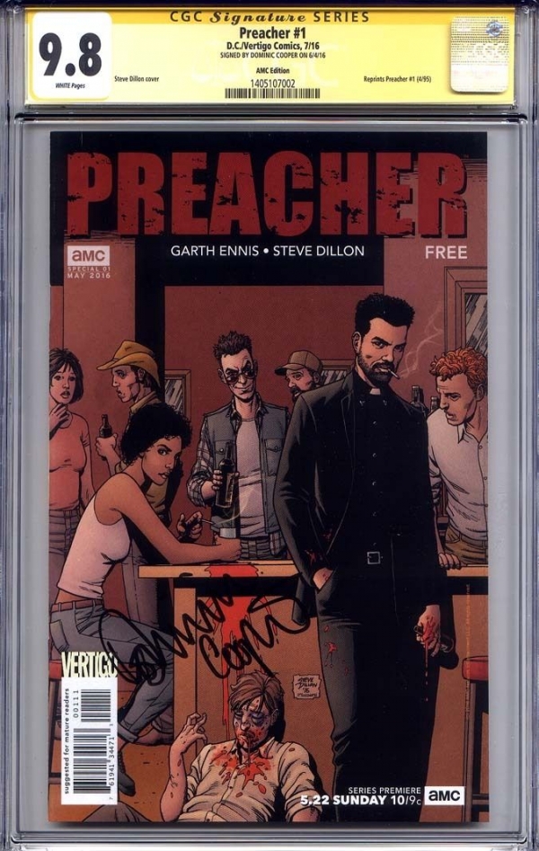 PREACHER 1 CGC 98 SS DOMINIC COOPER AMC Steve Dillon variant cover