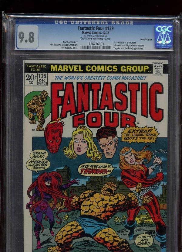 FANTASTIC FOUR 129 CGC 98 DOUBLE COVER 1136736003 1972 1st THUNDRA  INHUMANS