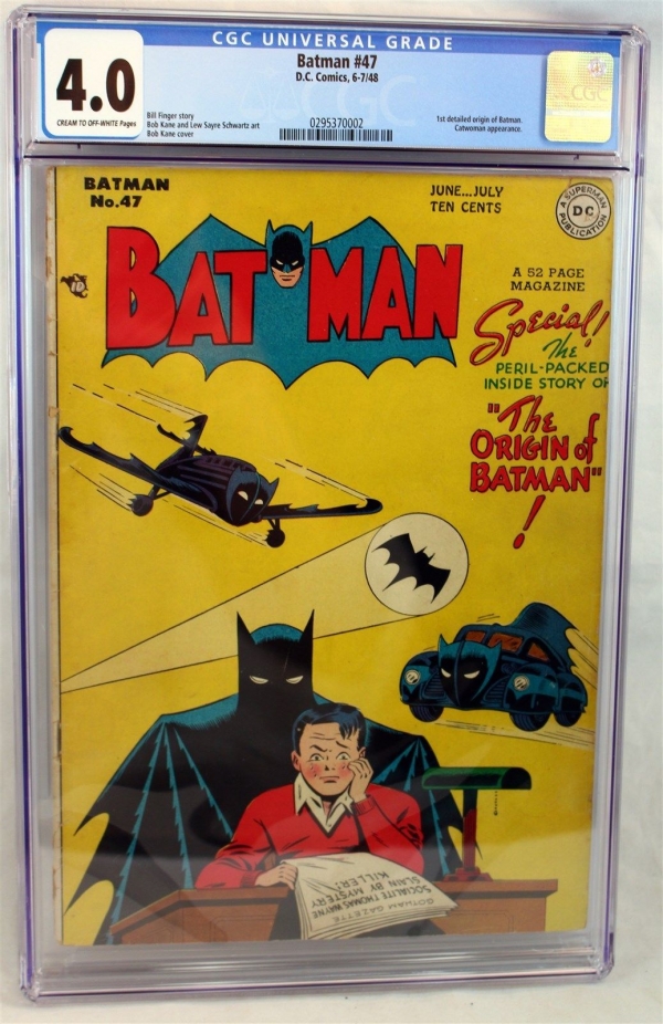 Batman 47 DC Golden Age Comic Book 1st Detailed Origin CGC Graded 40 