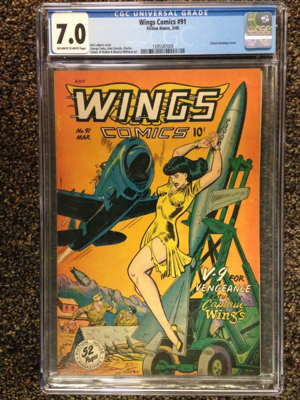 WINGS COMICS 1948 91 CGC 70 FNVF GOOD GIRL BONDAGE COVER FICTION HOUSE MAG