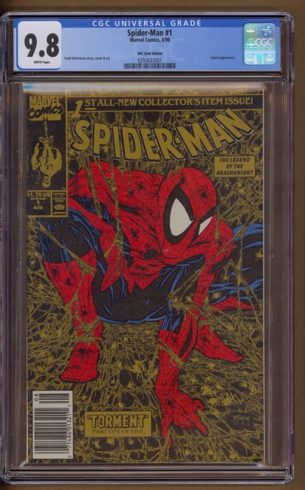 SPIDERMAN 1 CGC 98 GOLD RARE UPC NEWSSTAND EDITION TODD McFARLANE COMIC KINGS