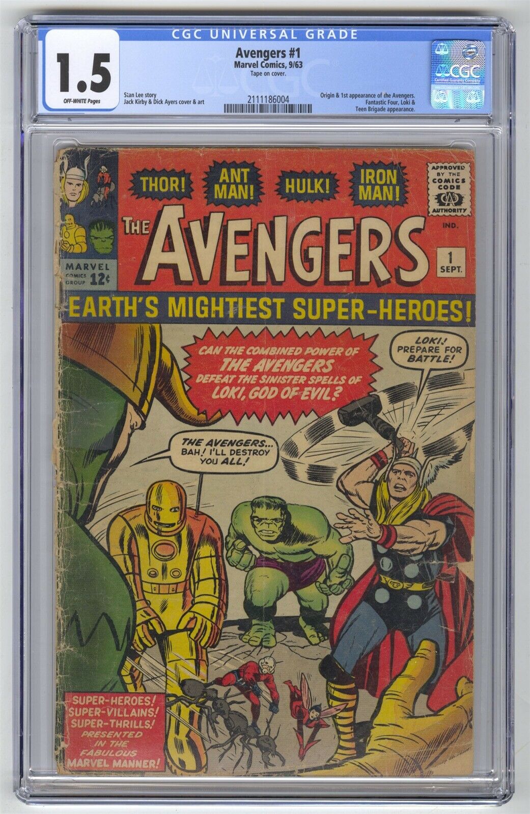 Avengers 1 CGC 15 VINTAGE Marvel Comic KEY 1st Original Team Silver Age 12c