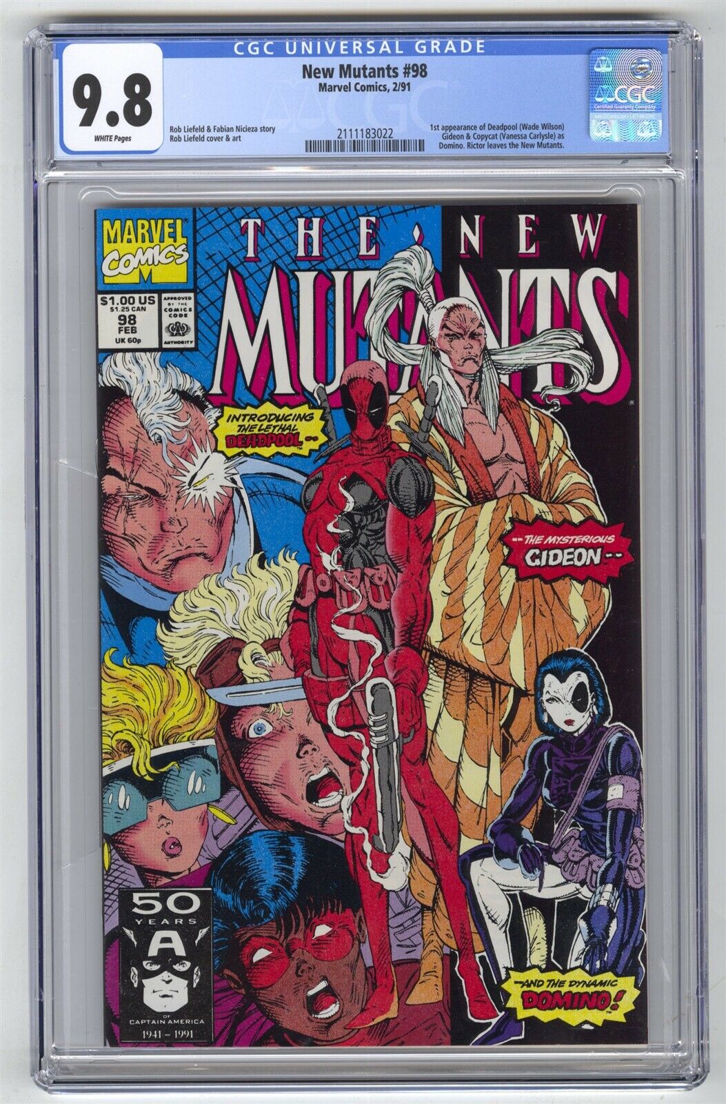 New Mutants 98 CGC 98 HI GRADE Marvel Comic KEY 1st Deadpool Copycat  Gideon