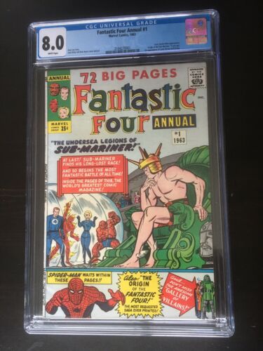 Fantastic Four Annual 1 CGC 80 WHITE Pgs 1963 3 Day Auction Nice Copy