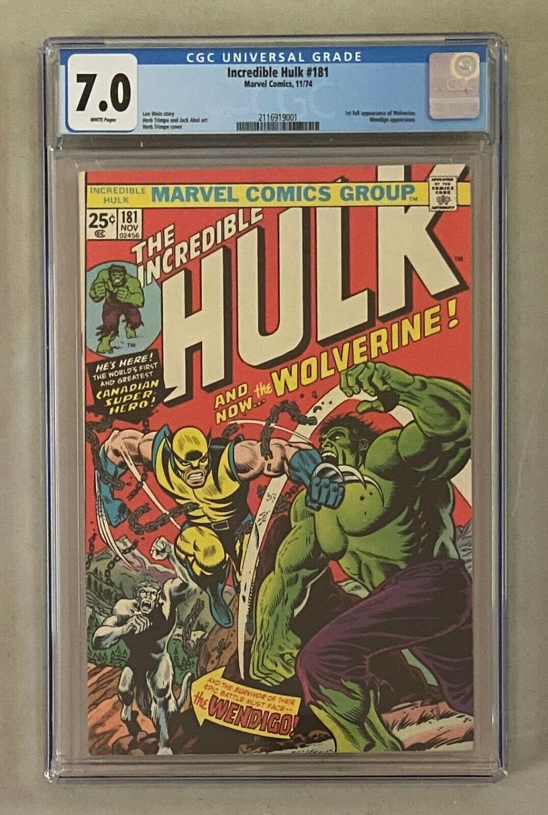 INCREDIBLE HULK 181 Marvel Comics 1974 CGC 70 WOLVERINE 1st Full Appearance 