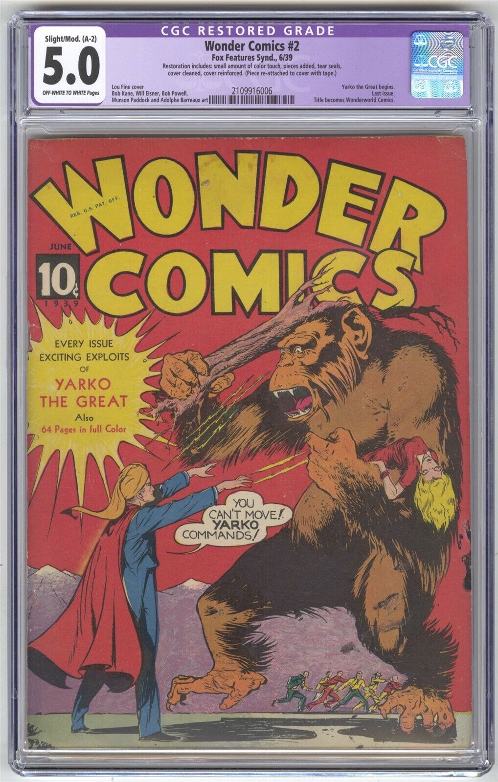 Wonder Comics 2 CGC 50 VINTAGE Fox Features Last Issue Becomes Wonderworld