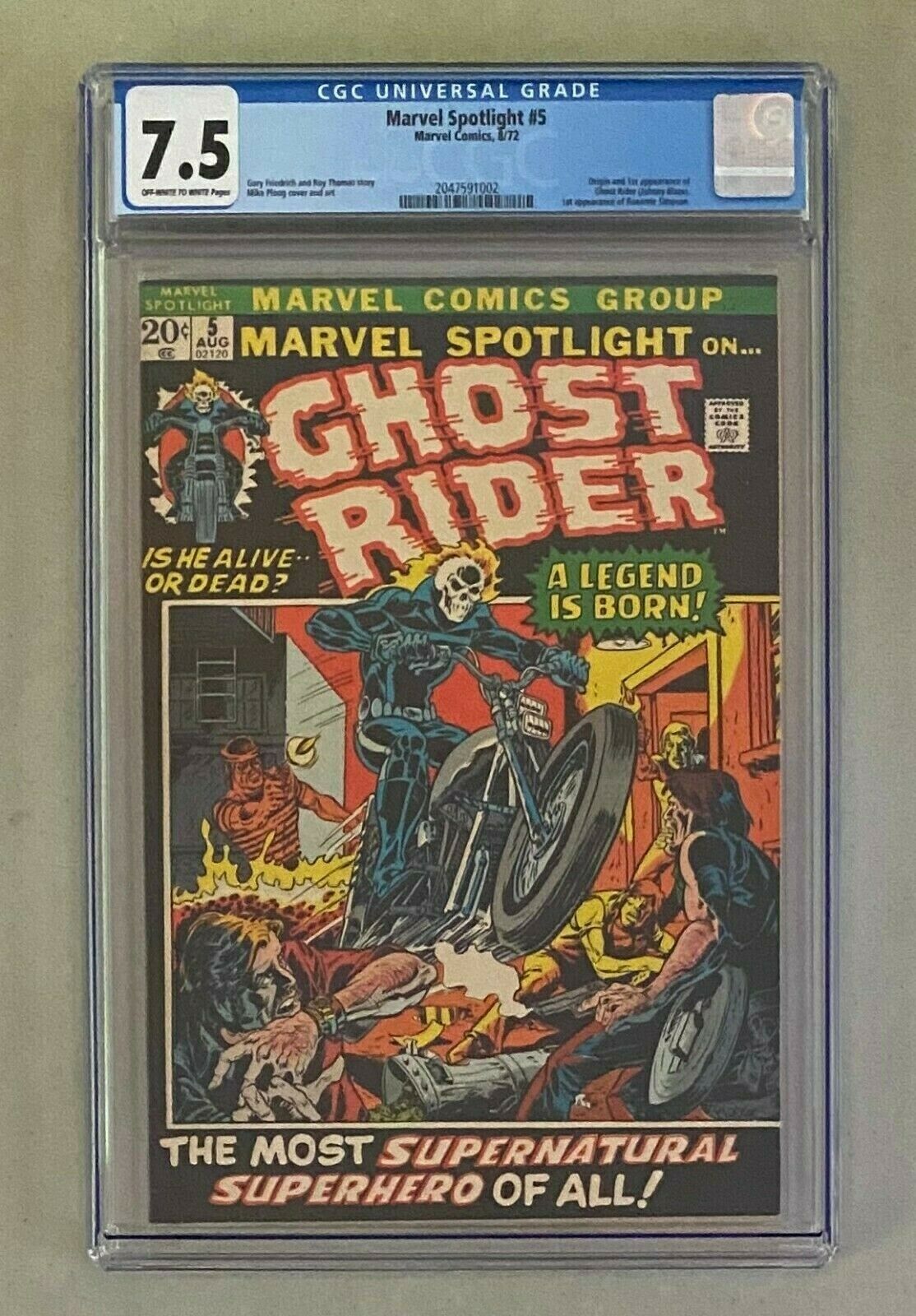 MARVEL SPOTLIGHT 5 Marvel 1972 CGC 75 Ghost Rider 1st Appearance Johnny Blaze