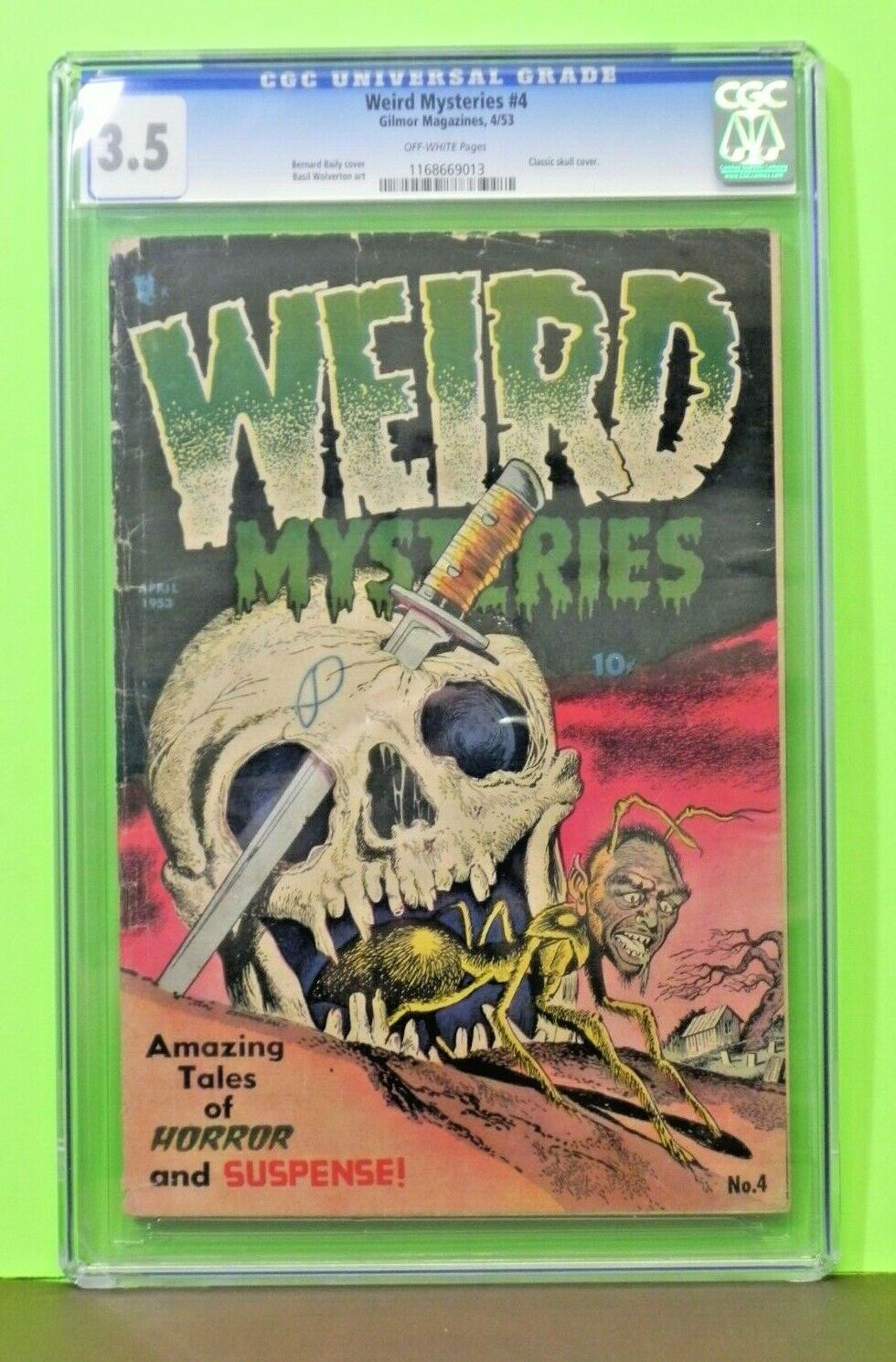 1953 Golden Age Weird Mysteries 4 CGC Graded 35 Skull Cover Rare Key Hot