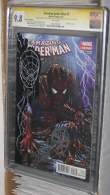 Amazing SPIDERMAN 1 Variant Game Stop CGC 98  SS Sketched Greg Horn  Stan Lee