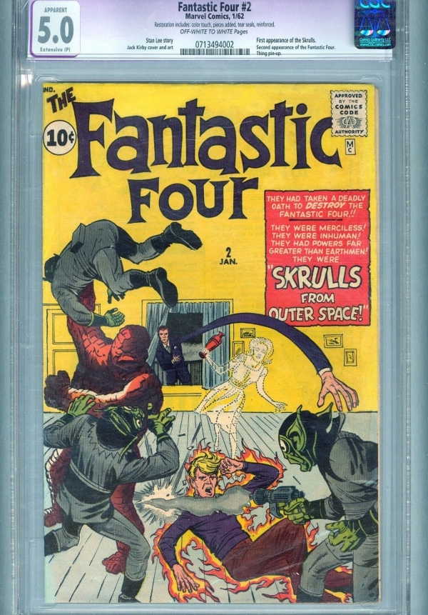 CGC FANTASTIC FOUR  2  VGFN 50 RESTORED 1962