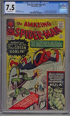 AMAZING SPIDERMAN 14 CGC 75 OFFWHITE PAGES 1ST GREEN GOBLIN MARVEL