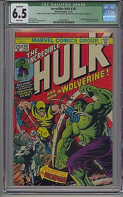 INCREDIBLE HULK 181 CGC 65 WHITE PAGES 1ST WOLVERINE MARVEL QUALIFIED