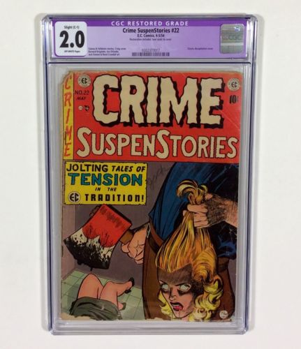 Crime SuspenStories 22 CGC 20 KEY Decapitation C1 Slight Restore 1954 EC