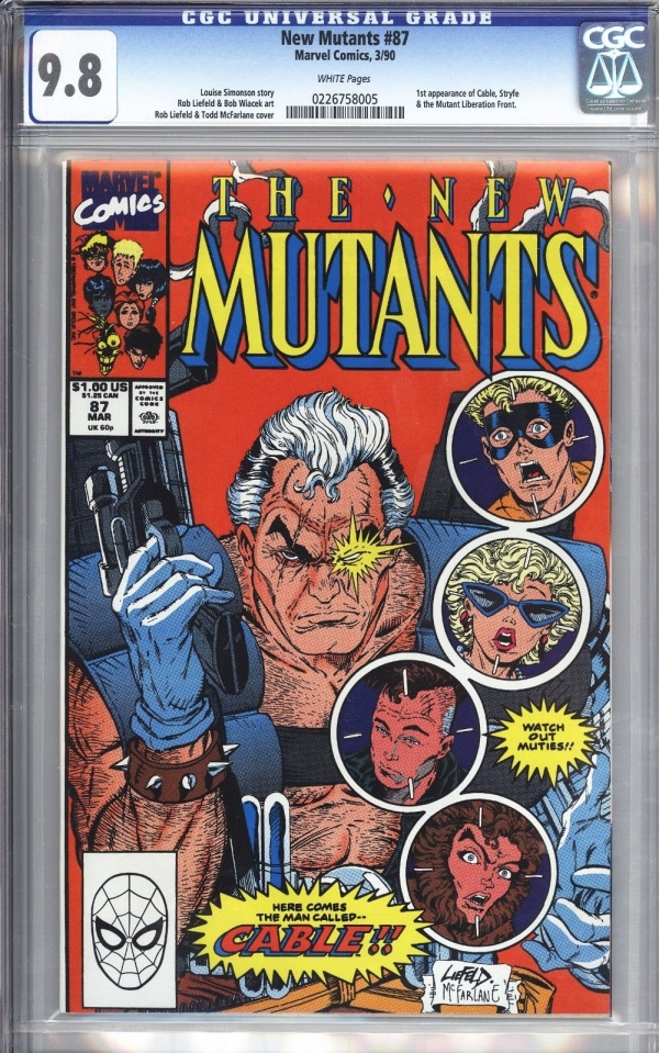New Mutants 87 CGC 98 White Pages 1st Appearance of Cable Unrestored