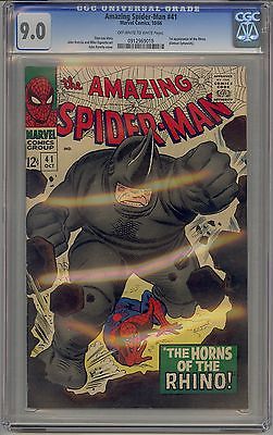 AMAZING SPIDERMAN 41 CGC 90 OFFWHITE TO WHITE PAGES 1ST RHINO MARVEL