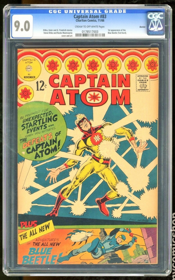 CAPTAIN ATOM no83 CGC 90 Boston Pedigree Charlton 1966 1st BLUE BEETLE Movie