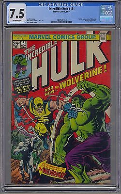 INCREDIBLE HULK 181 CGC 75 OFFWHITE PAGES 1ST WOLVERINE