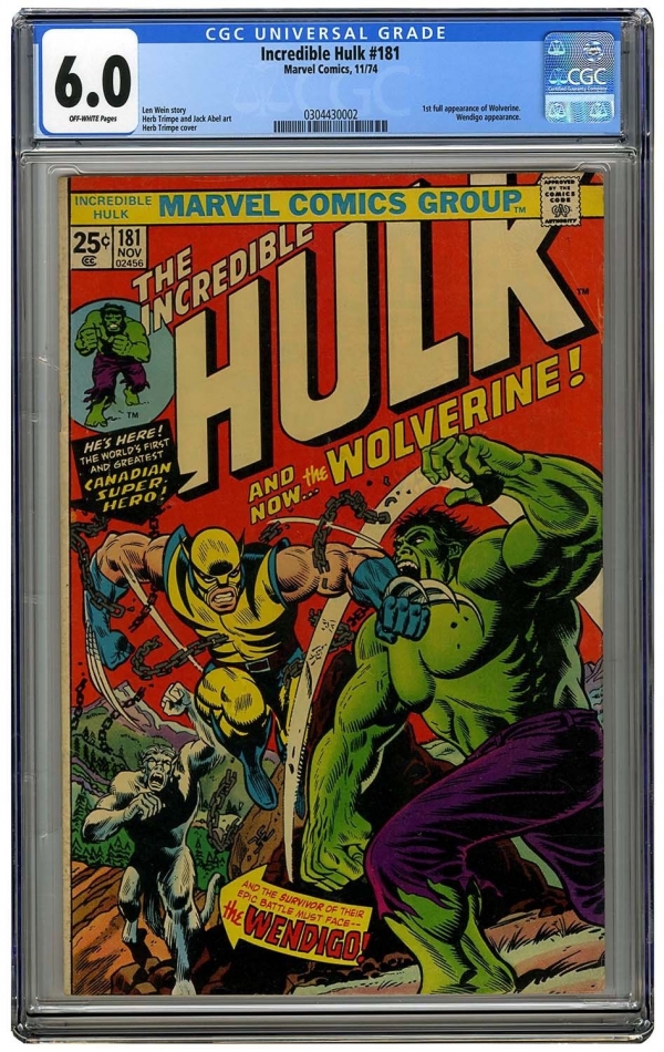 Incredible Hulk 181 Vol 1 CGC 60 Very Nice Unrestored 1st App of Wolverine