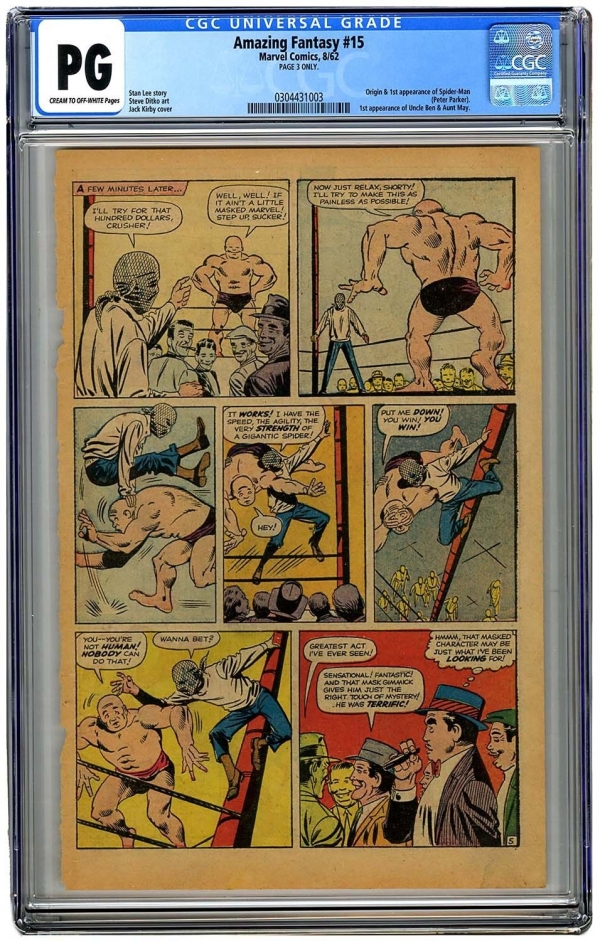 Amazing Fantasy 15 CGC Page 3 Only  1st App of SpiderMan 1962 Original