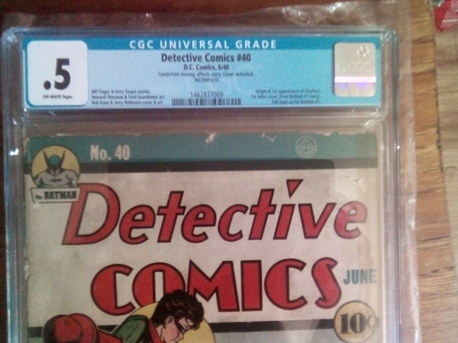 TEC 40 1940 cgc 5  1st and origin Clayface1ST JOKER COVER EVER