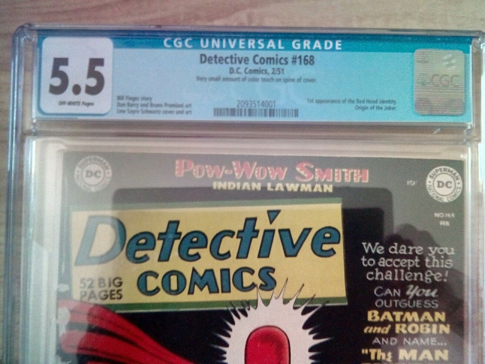 Detective Comics 168 Joker Movie Man Behind The Red Hood Origin CGC 55 blue