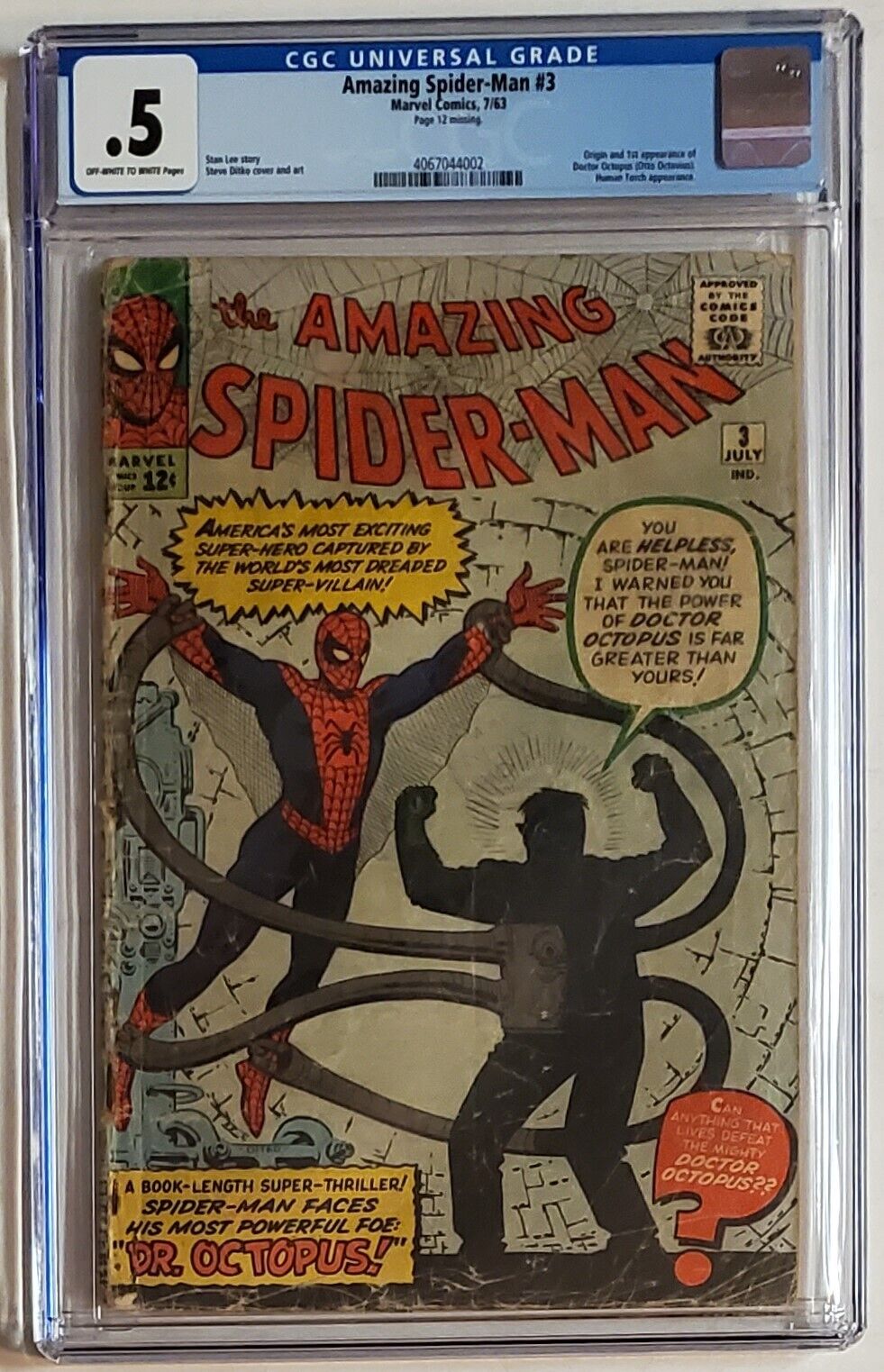 Marvel Comics  CGC 5 Amazing SpiderMan 3  Origin  1st App of Doc Ock