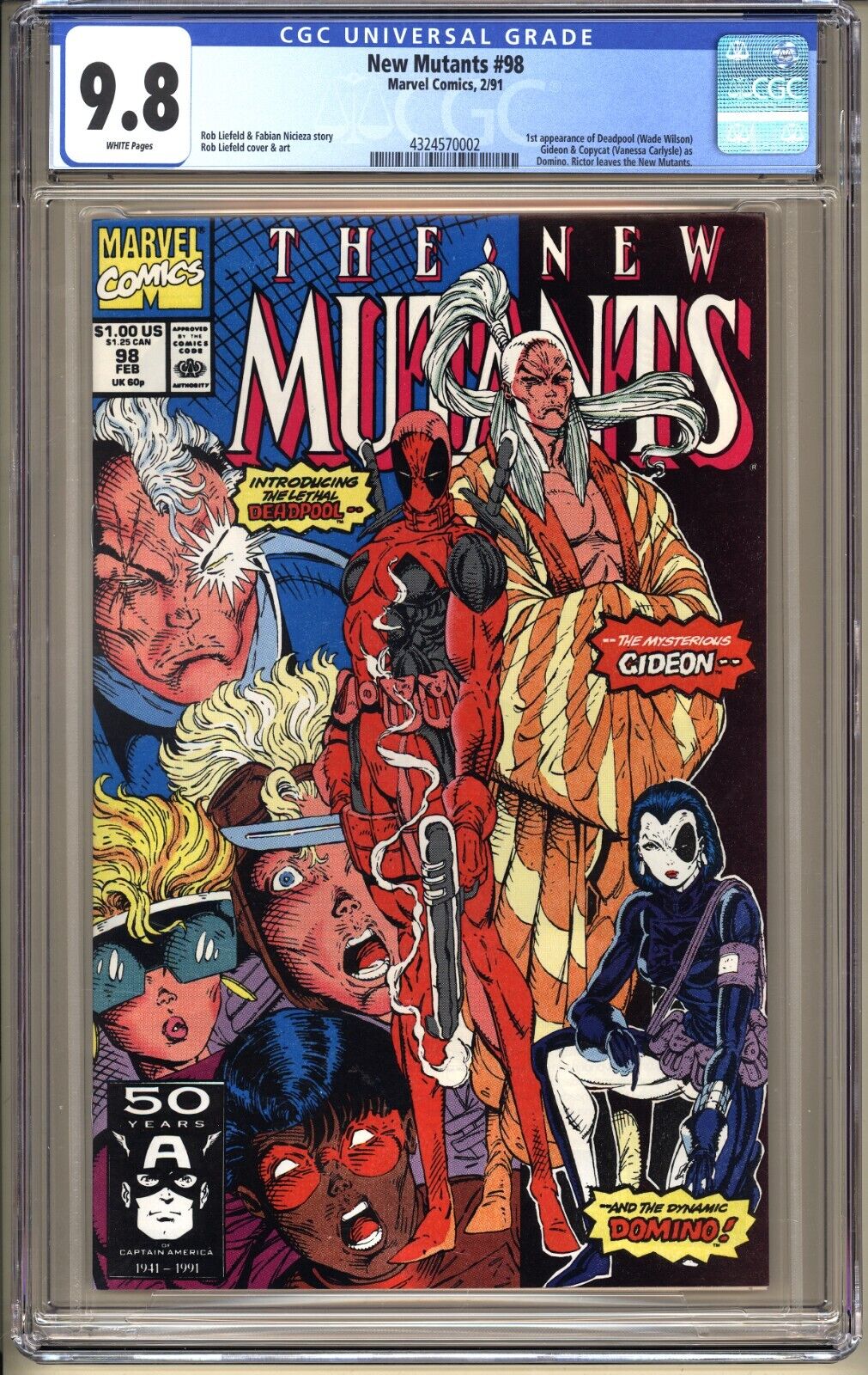 New Mutants 98 CGC 98 WP NMMT Marvel Comics 1991 1st app DEADPOOL XMen