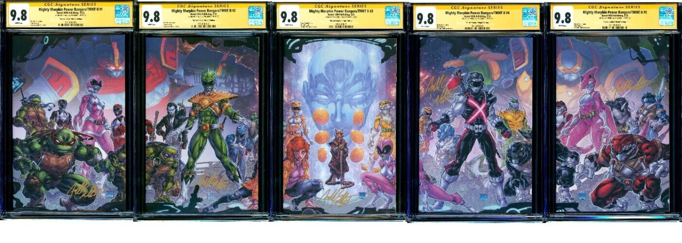 MMPR Teenage Mutant Ninja Turtles II VIRGIN SET 5 CGC SS 98 signed Williams II