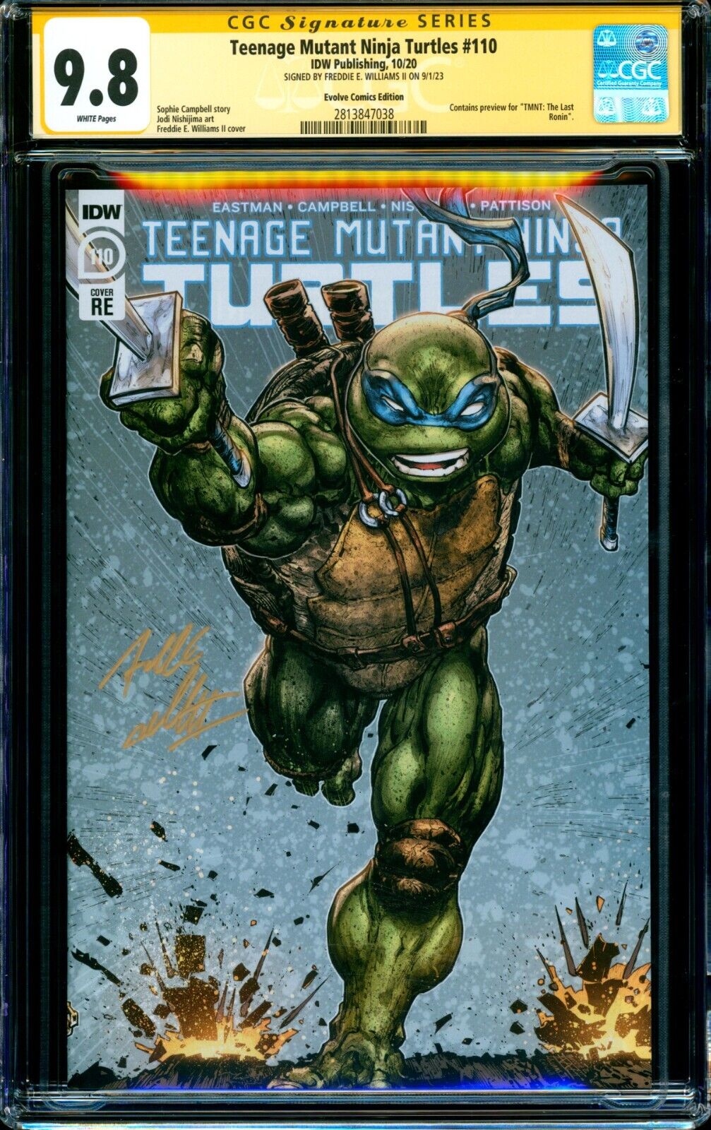 Teenage Mutant Ninja Turtles 110 LEONARDO VARIANT CGC SS 98 signed Williams