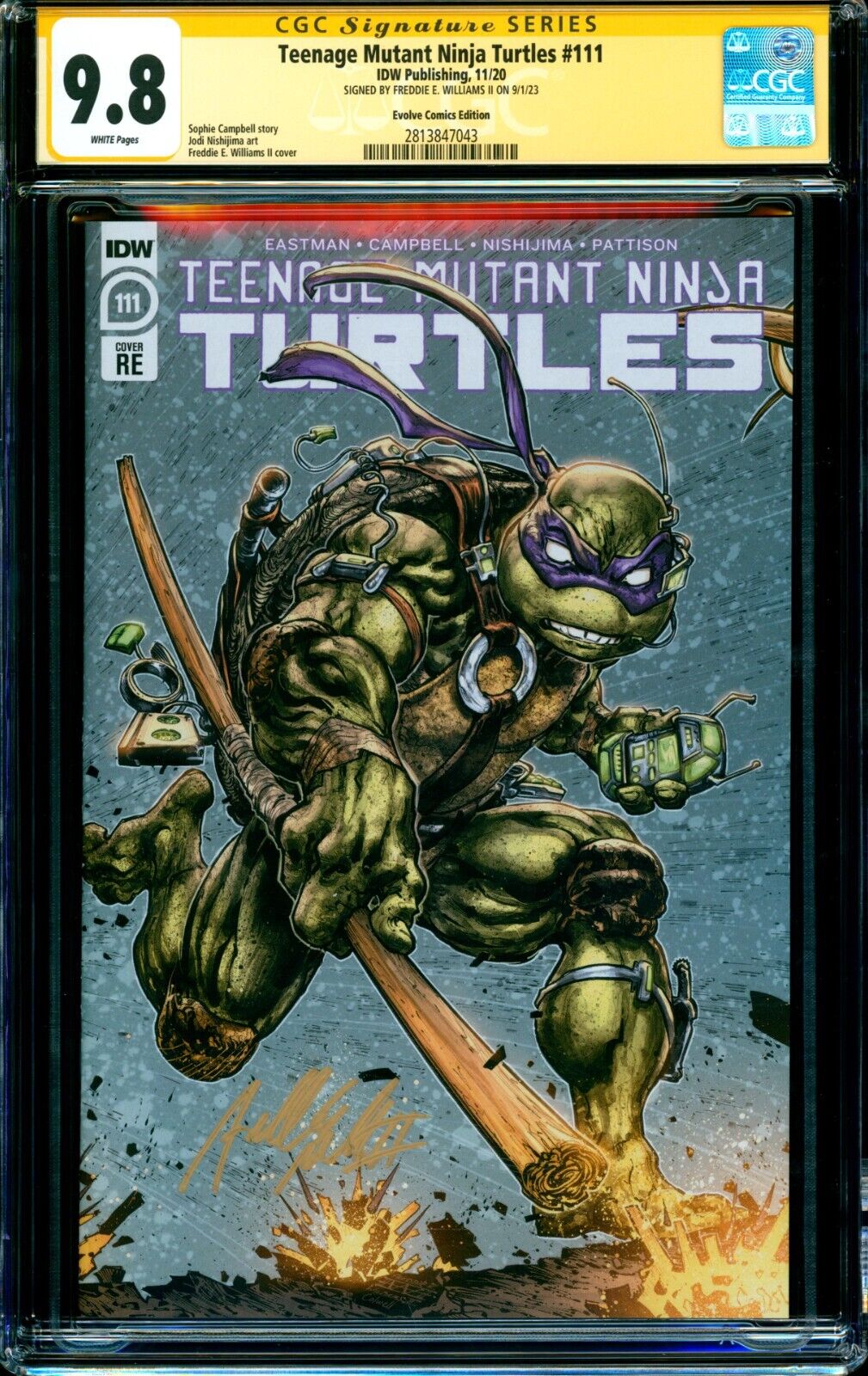 Teenage Mutant Ninja Turtles 111 DONATELLO VARIANT CGC SS 98 signed Williams
