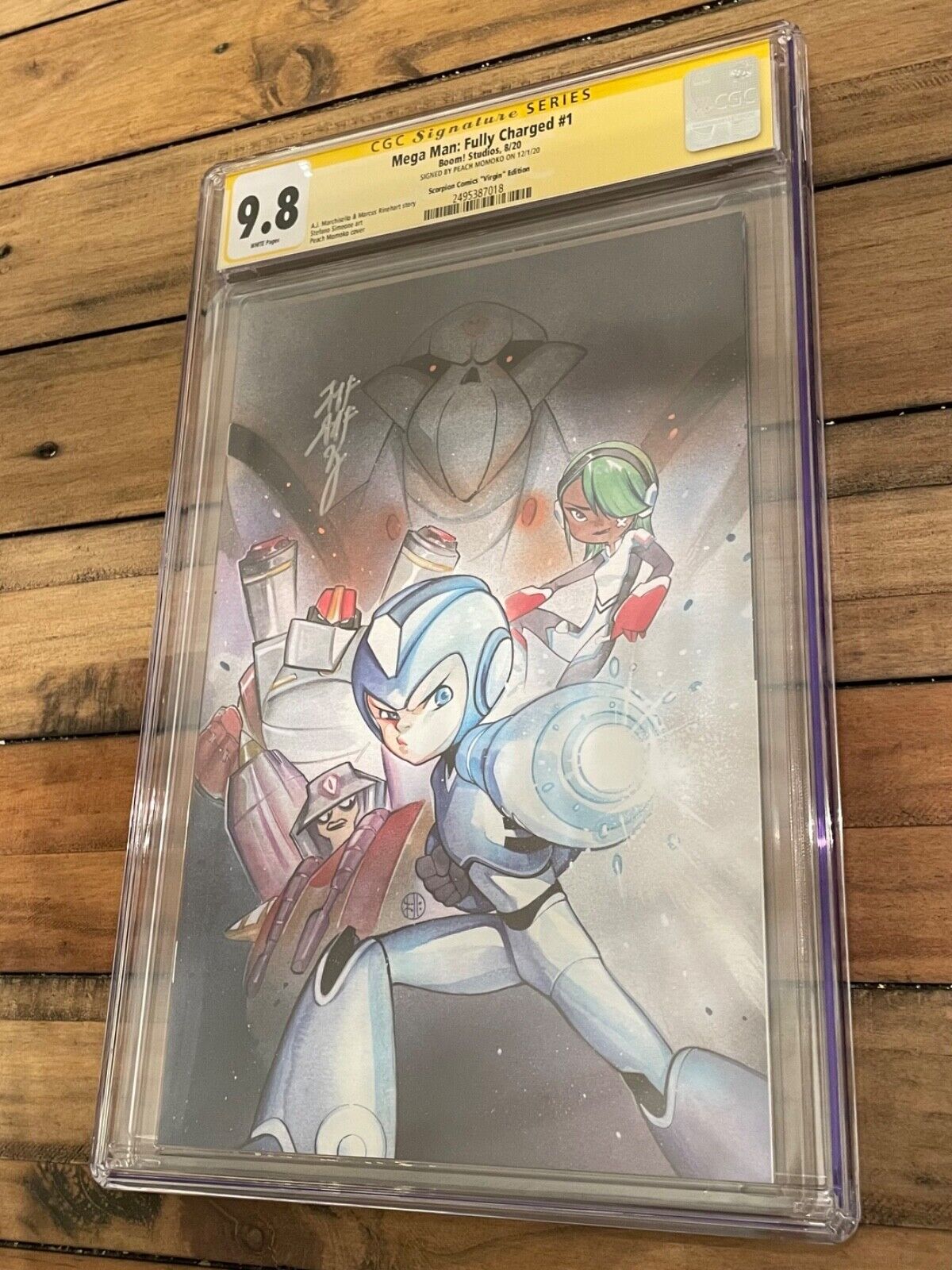 MEGAMAN FULLY CHARGED 1 VIRGIN VARIANT CGC SS 98 SIGNED PEACH MONOKO COA MINT