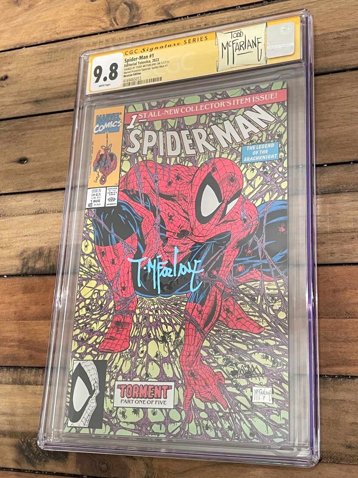 SPIDERMAN 1 MEXICAN FOIL VARIANT CGC SS 98 TODD MCFARLANE TORMENR RARE MINT