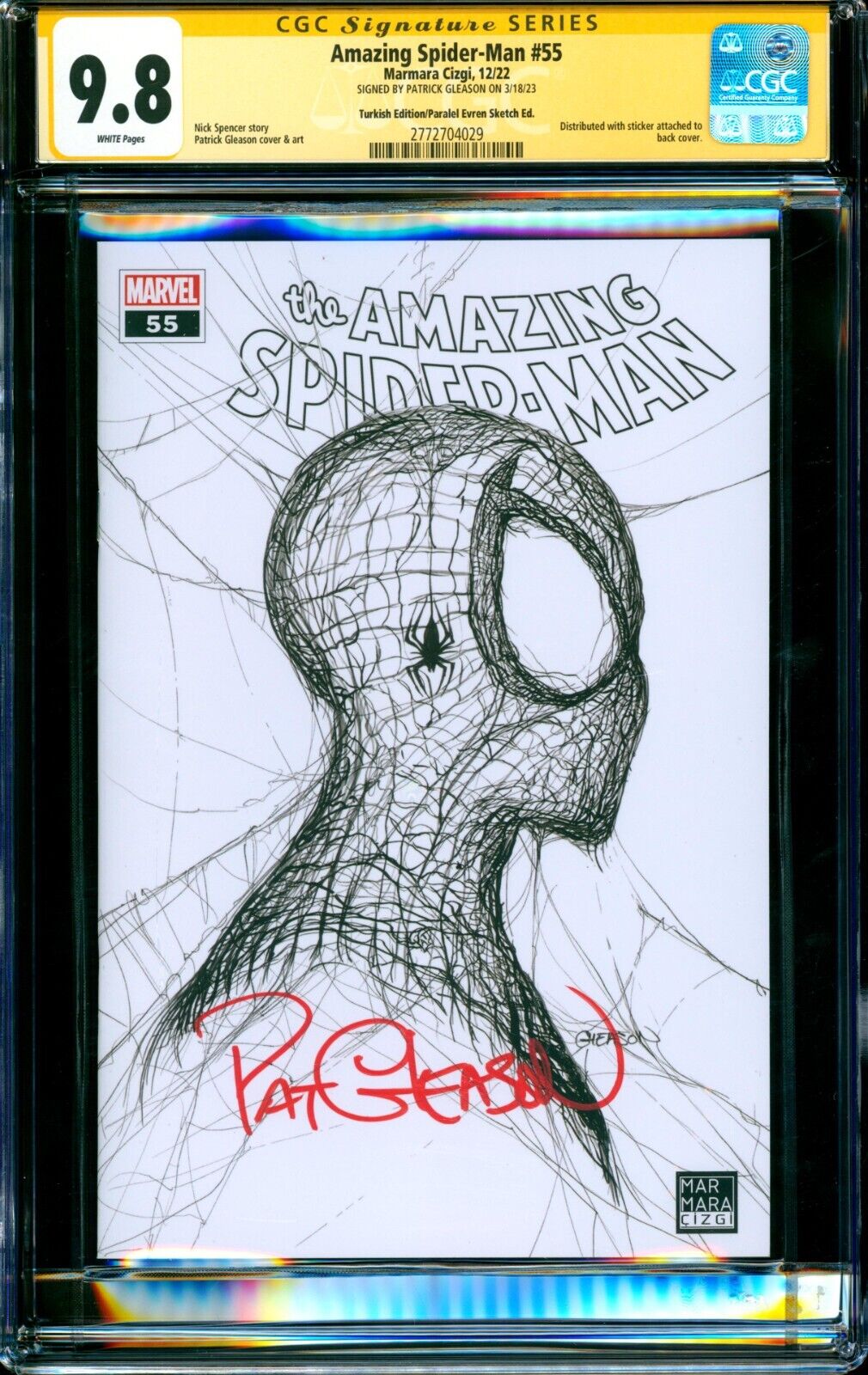 Amazing SpiderMan 55 WHITE WEBHEAD TURKISH CGC SS 98 signed Pat Gleason NMMT