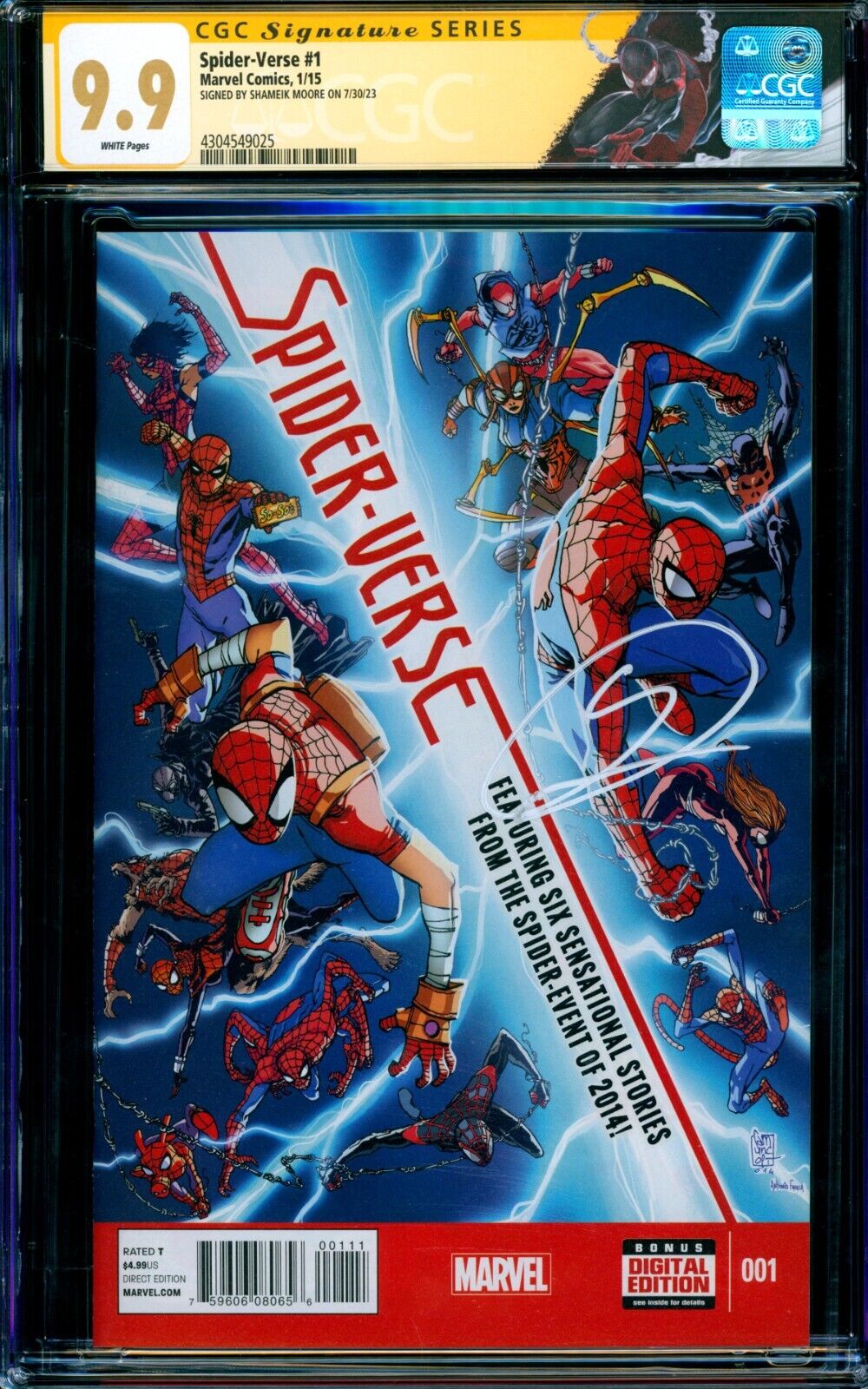 SpiderVerse 1 CGC SS 99 MINT signed Shameik Moore Miles Morales VOICE ACTOR