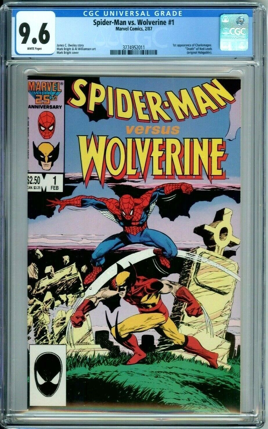 SPIDERMAN VS WOLVERINE 1 CGC 96 WP HOBGOBLIN 1st CHARLEMAGNE MARVEL 1987