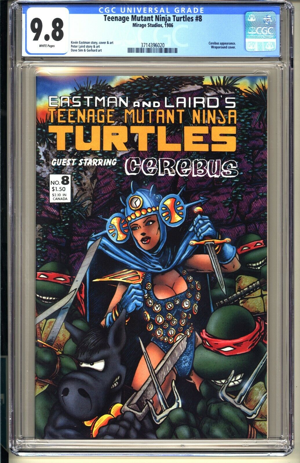 TEENAGE MUTANT NINJA TURTLES 8  CGC 98 WP NMMT  Mirage Studios 1986  vol 1