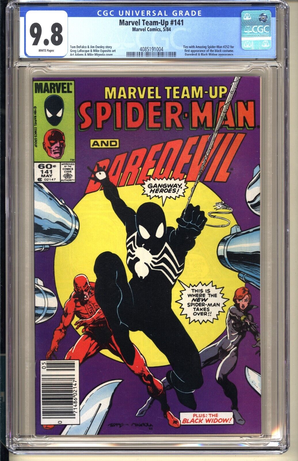 MARVEL TEAMUP 141  CGC 98 WP NMMT Newsstand Marvel Comics 1984 SpiderMan 