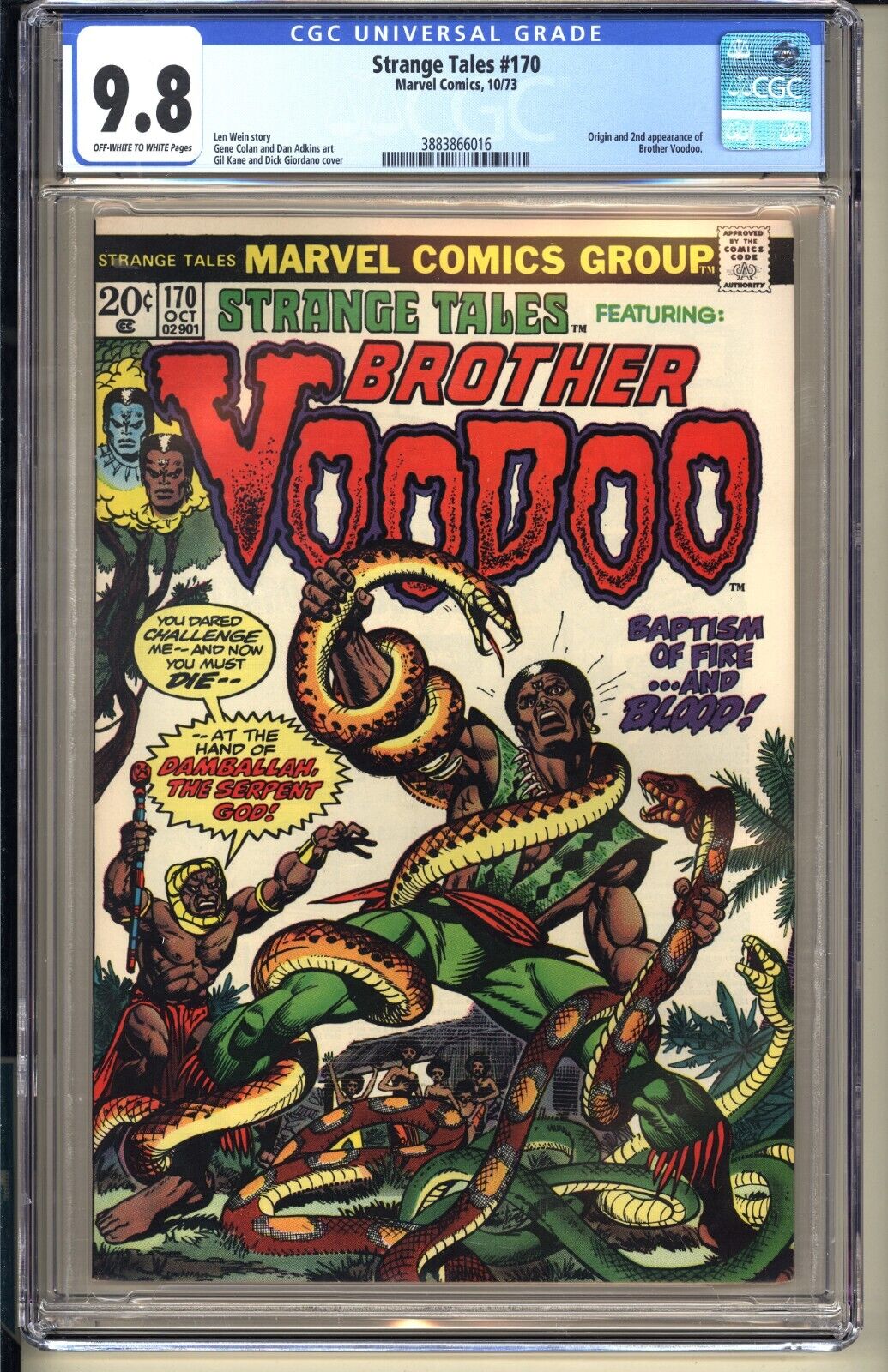Strange Tales 170  CGC 98 OWW NMMT Marvel Comics 1973 2nd app Brother Voodoo