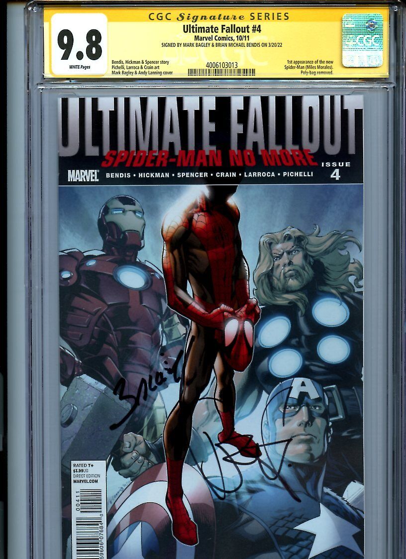 CGC 98 Signature Series Ultimate Fallout 4 Miles Morales  Bendis Bagley Sigs