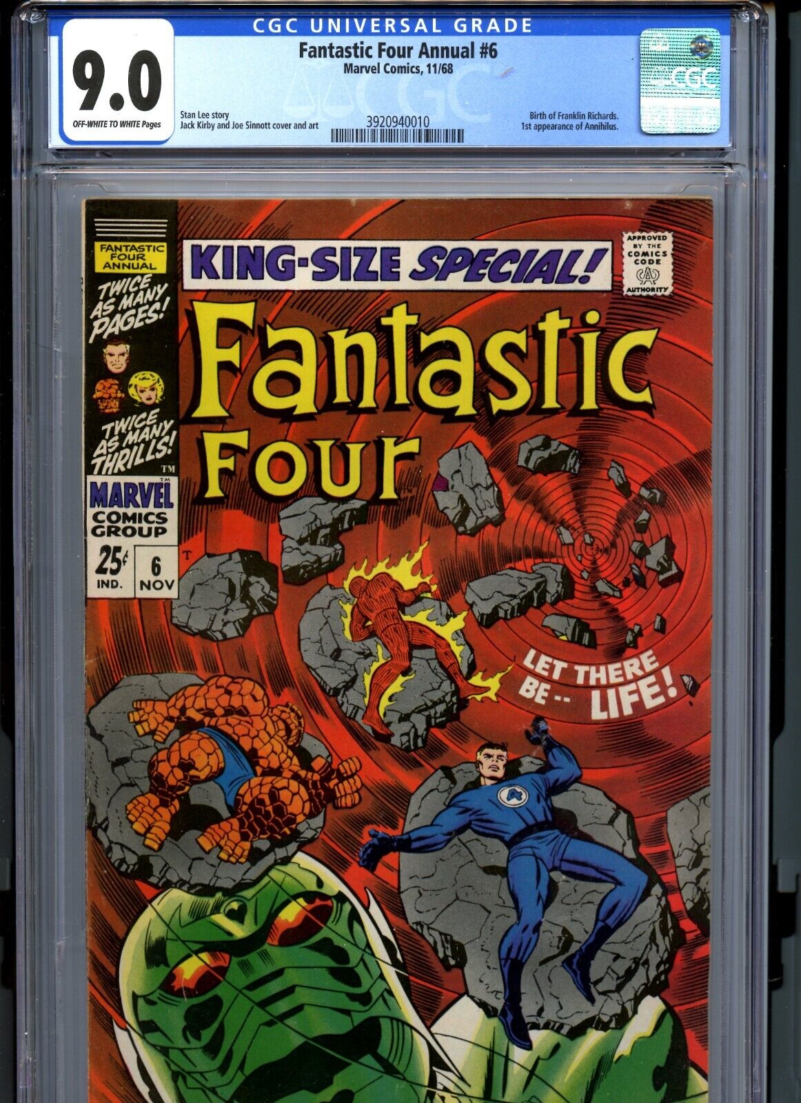 CGC 90 Fantastic Four Annual 6 Birth of Franklin Richards 1st App Annihilus
