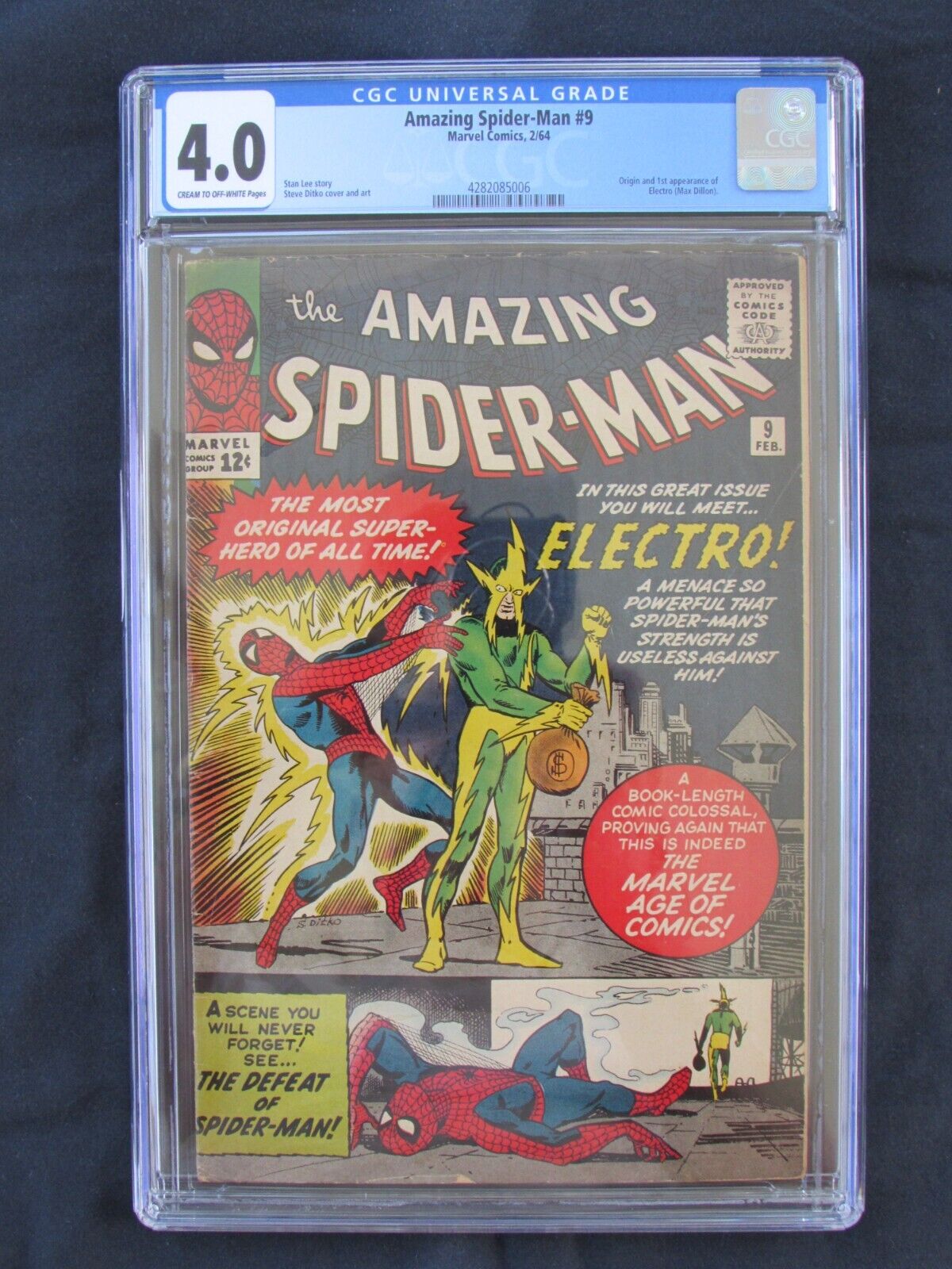 AMAZING SPIDERMAN 9 1964 CGC 40  1st APPEARANCE OF ELRCTRO