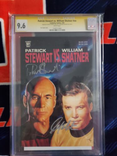 CGC 96 Star Trek Patrick Stewart vs William Shatner 1 1992 Auto Signed Rare 
