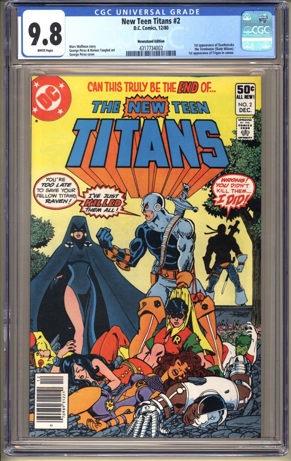 New Teen Titans 2 Newsstand  CGC 98 WP NMMT DC Comics 1980 Perez Wolfman v1