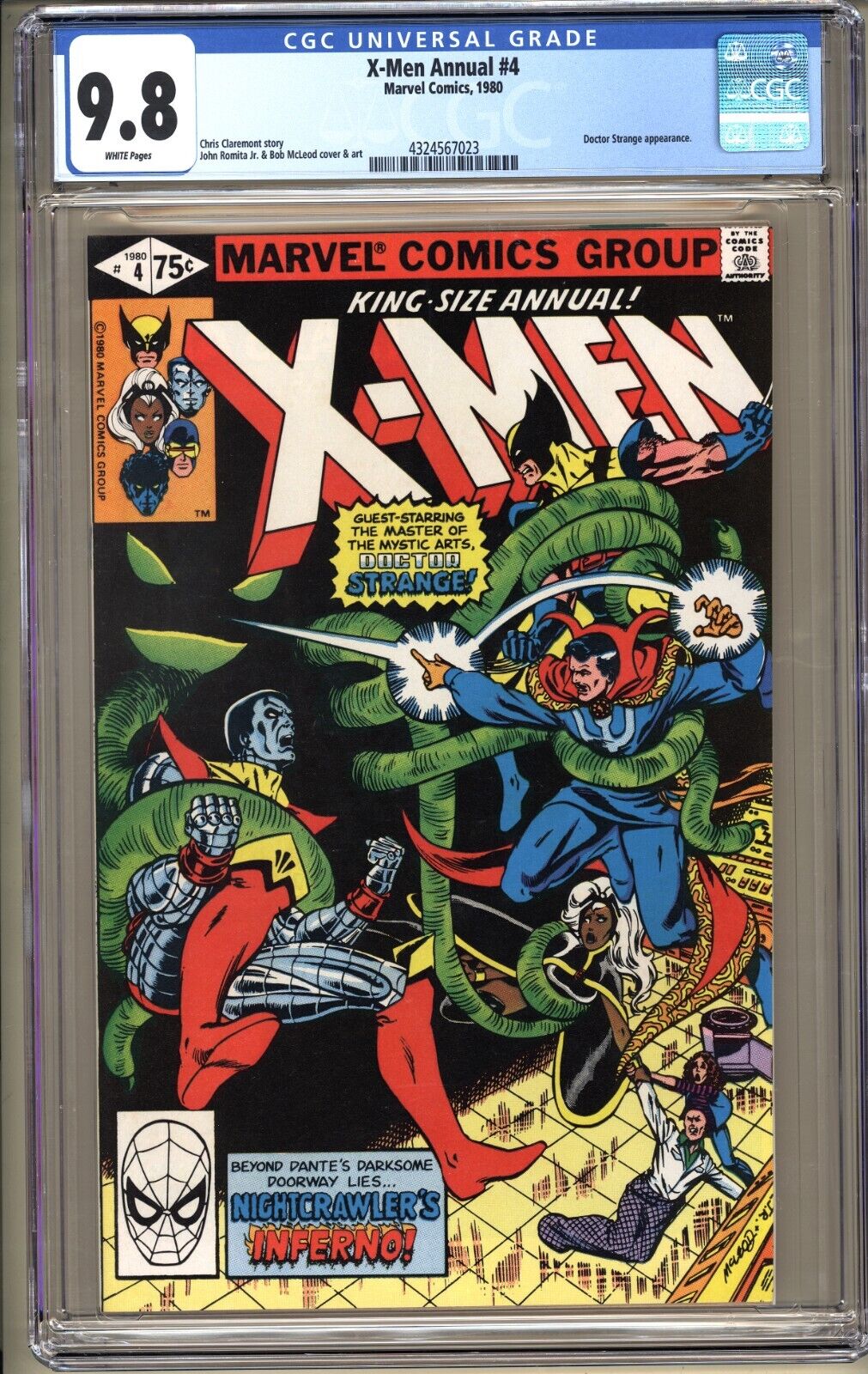 XMen Annual 4  CGC 98 WP NMMT Marvel Comics 1980 Wolverine Doctor Strange v1