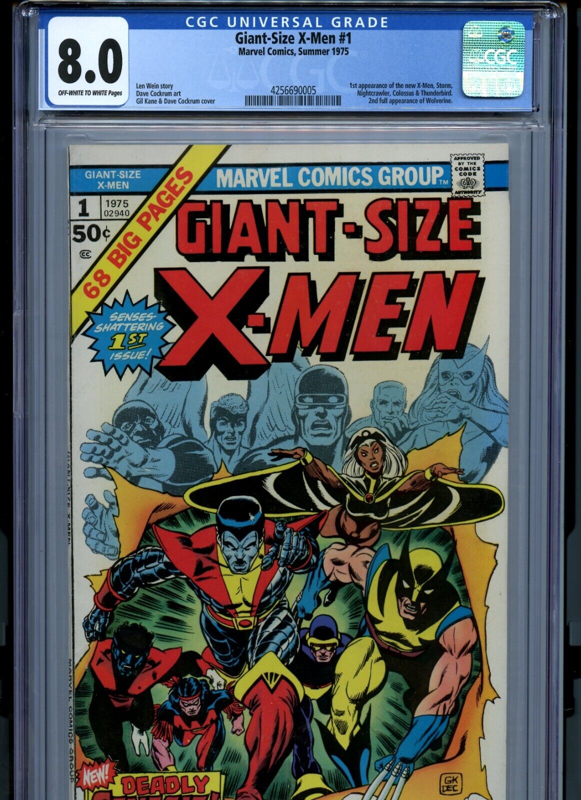 CGC 80 GiantSized XMen 1 1st App of New XMen 2nd Wolverine 1975