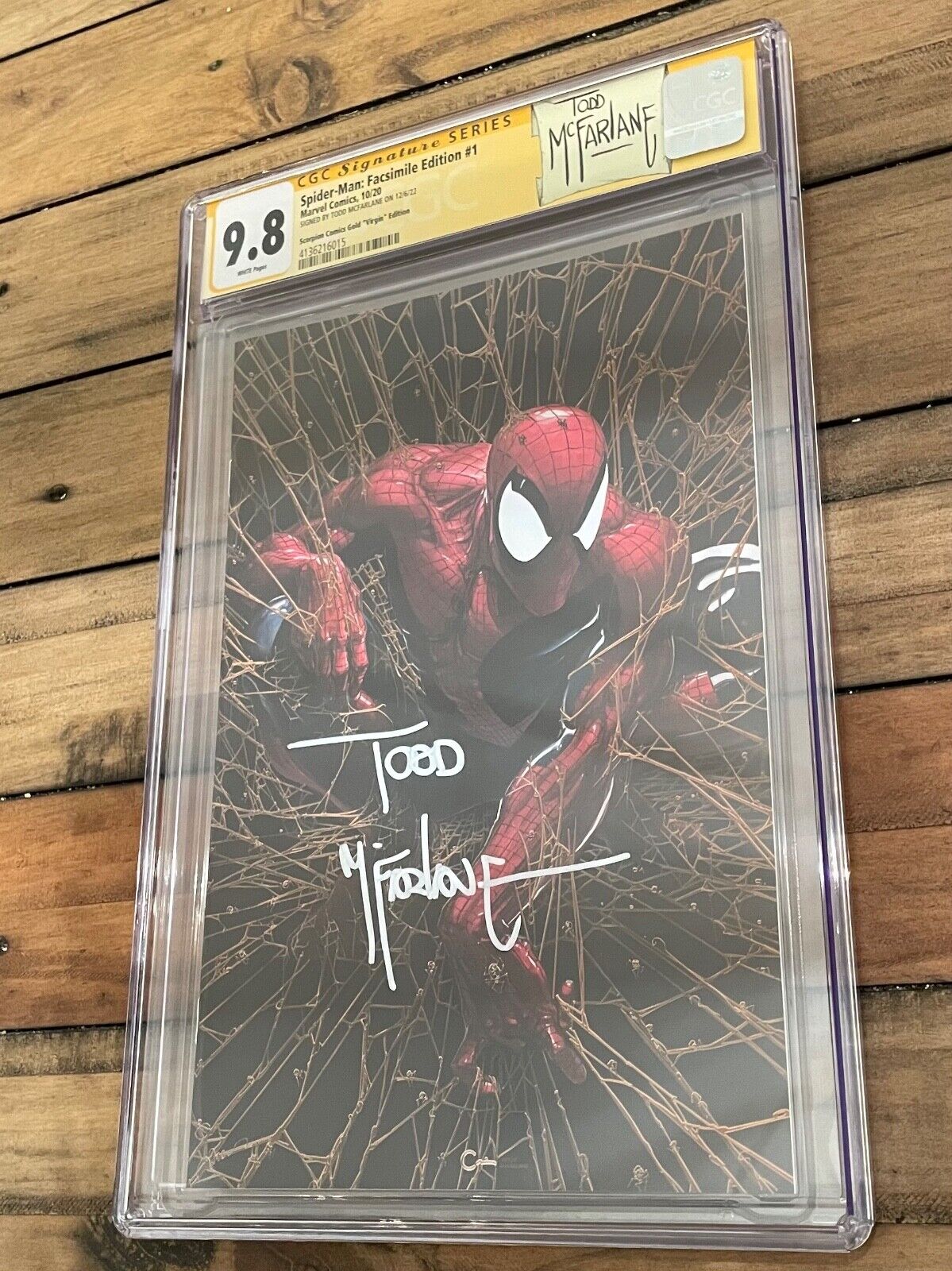 SPIDERMAN 1 CLAYTON CRAIN GOLD VIRGIN VARIANT CGC MINT 98 SS TODD MCFARLANE COA