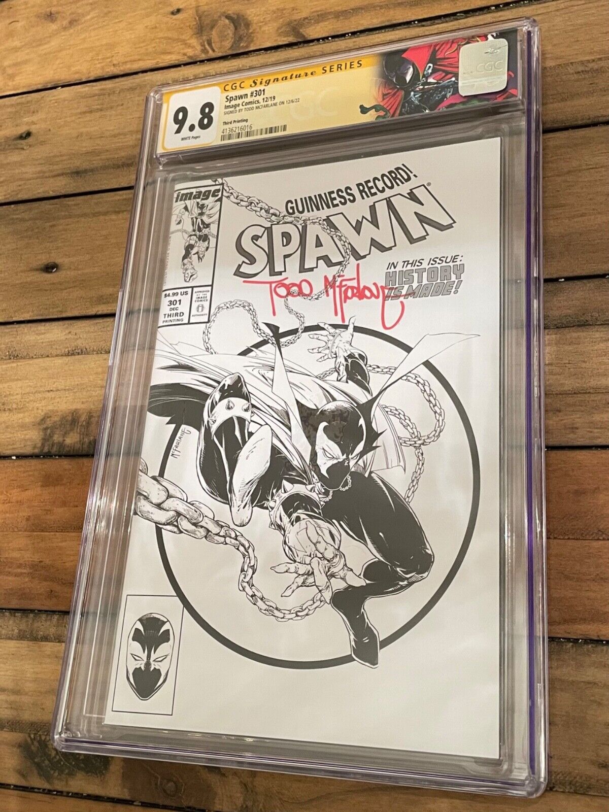 SPAWN 301 3RD PRINT BW VARIANT CGC MINT 98 SS SIGNED TODD MCFARLANE MINT RARE