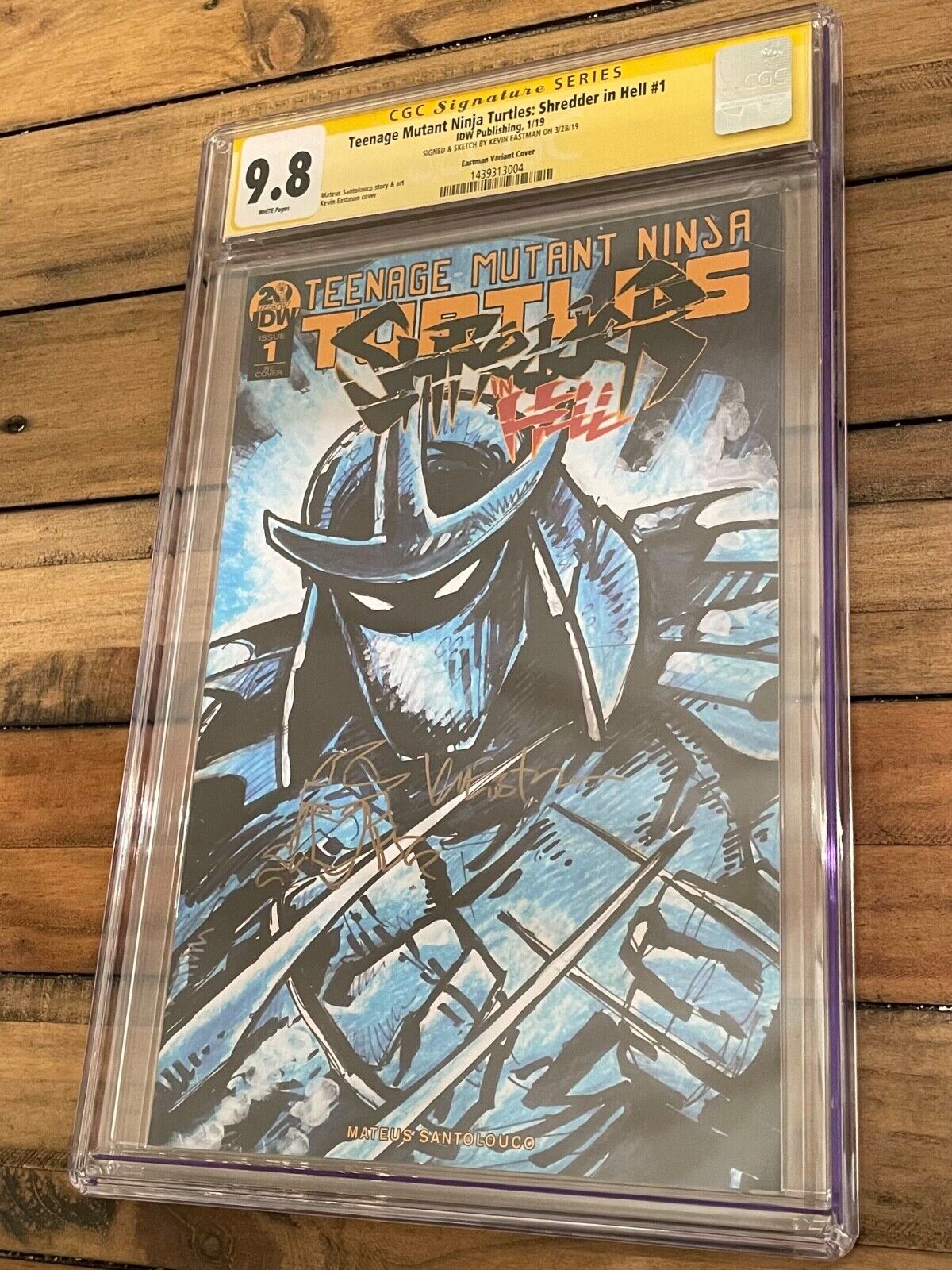 TMNT SHREDDER IN HELL 1 VARIANT CGC SS 98 SIGNED  SKETCH KEVIN EASTMAN MINT