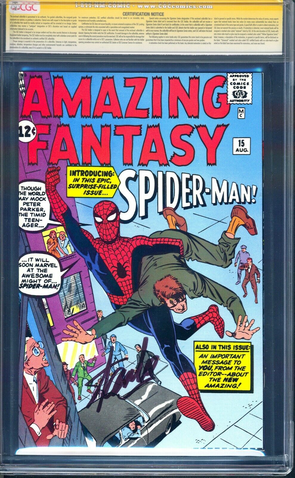 CGC 98 SS STAN LEE SpiderMan Index 1 Pre 700 Variant Ditko Amazing Fantasy 15